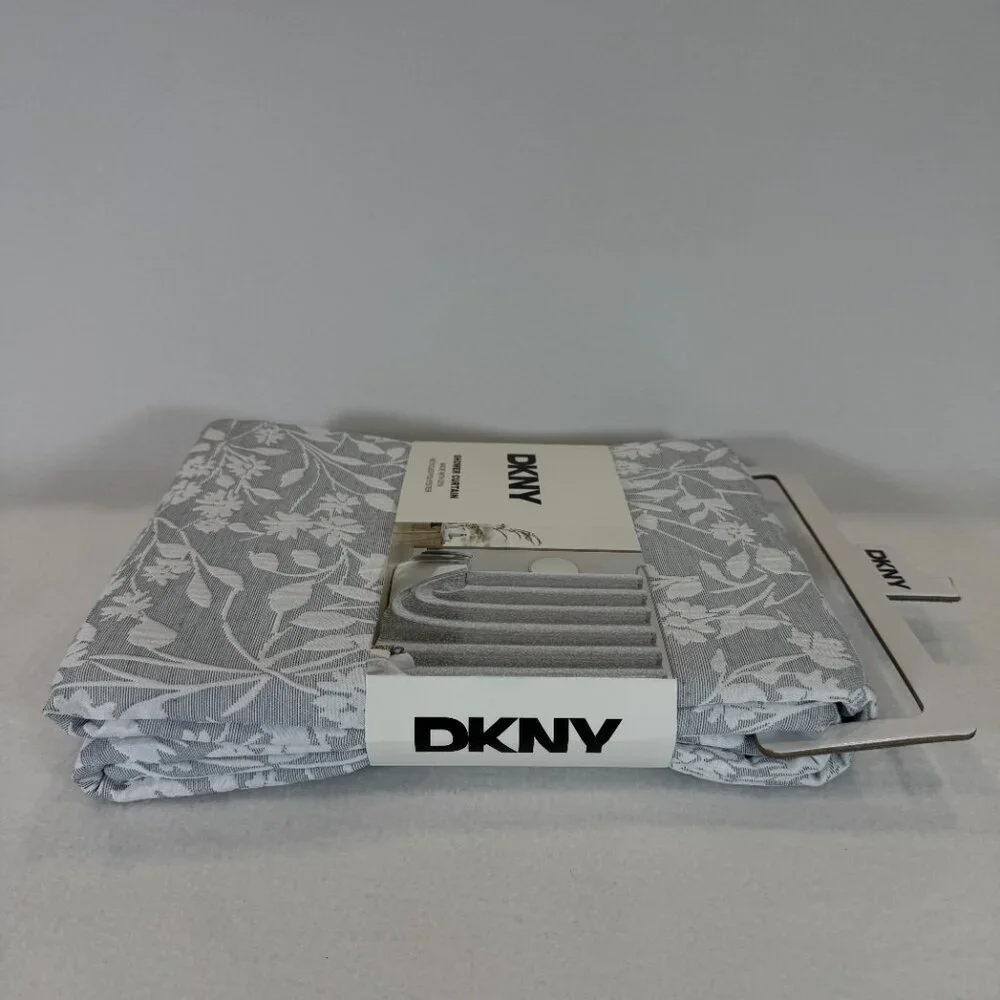 DKNY Heritage Floral Matelasse Shower Curtain Grey/White 72x72 Textured Fabric